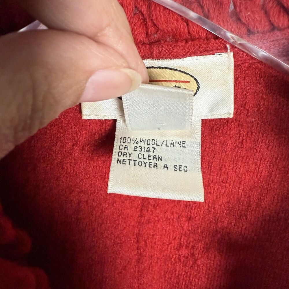 Vintage Talbots Red Boiled Fringe 100% Wool Cardi… - image 4